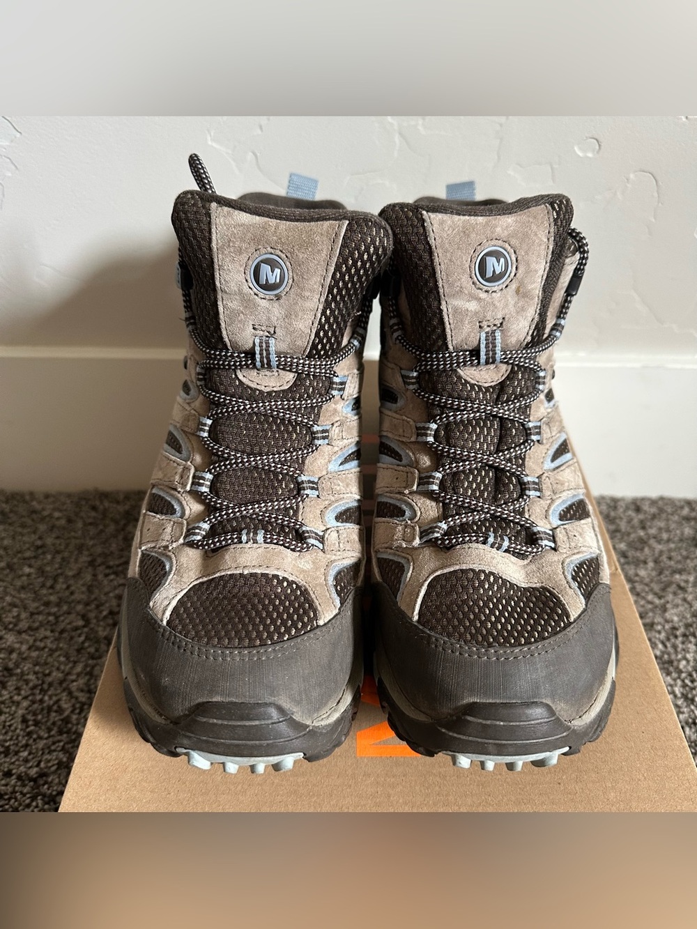 Women's BRINDLE Merrell Moab 2 Mid Waterproof Hiking Shoes Size 9 - Picture 2 of 15